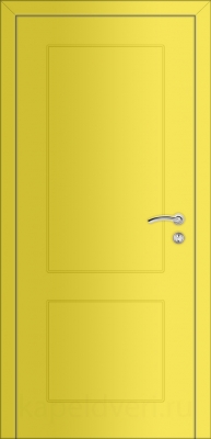 Межкомнатная дверь Капель Multicolor ПВХ Ф2К гладкая желтая