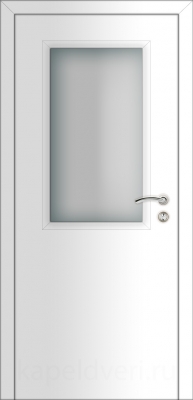Межкомнатная дверь Капель Classic ПВХ гладкая белая с остеклением