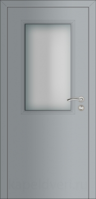 Межкомнатная дверь Капель Classic ПВХ гладкая моноколор серый 7040 с остеклением