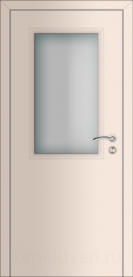 Межкомнатная дверь Капель Classic ПВХ гладкая моноколор кремовый 9001 с остеклением