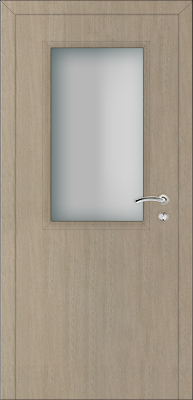 Межкомнатная дверь Капель Classic ПВХ гладкая Дуб Беленый с остеклением