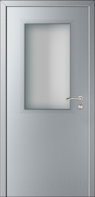 Межкомнатная дверь Капель Classic ПВХ гладкая Титан с остеклением