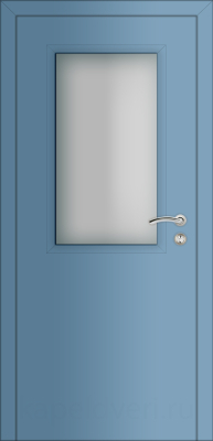 Дверь пастельно-голубая с остеклением