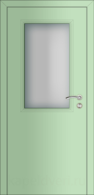 Межкомнатная дверь Капель Classic ПВХ гладкая моноколор ментоловый 6019 с остеклением